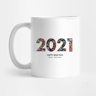 2021 black text with colorful cute flowers Mug